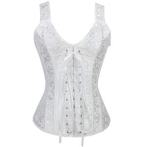 Jacquard Racerback Corset, Floral Brocade Outerwear Corset, Lace-up Strap Corset, #N9110