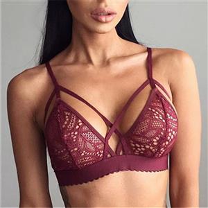 Lace Lingerie Bikini Bra Top, Sexy Wine Red Hollow Out Lace Bra, Fashion Lace Plus Size Bra, Valentine