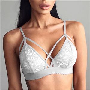 Lace Lingerie Bikini Bra Top, Sexy White Hollow Out Lace Bra, Fashion Lace Plus Size Bra, Valentine