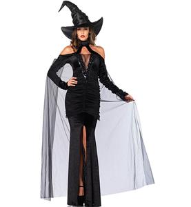 Sexy Black Witch Costume, Sultry Sorceress Costume, Black Velvet Witch Costume,#N9153