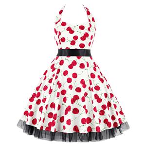 Retro Dresses for Women, Vintage Dresses for Women, Sexy Dresses for Women Cocktail Party, Casual Mini dress, Cherry Print Swing Daily Dress, #N14853