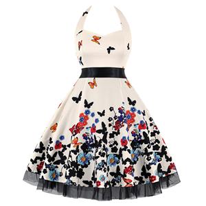 Retro Dresses for Women, Vintage Dresses for Women, Sexy Dresses for Women Cocktail Party, Casual Mini dress, Flower Print Swing Daily Dress, #N14851