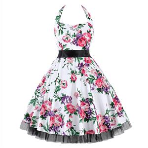 Retro Dresses for Women, Vintage Dresses for Women, Sexy Dresses for Women Cocktail Party, Casual Mini dress, Flower Print Swing Daily Dress, #N14858