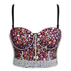 Sweets Studded Gem Bra Top, B Cup Bustier Bra, B Cup Gem Bustier Bra for Women, Sweets Studded Gem Clubwear Bra, #N18676