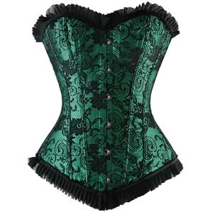 Teal corset, Teal Corset with Black Lace Overlay, Corset, #N4586