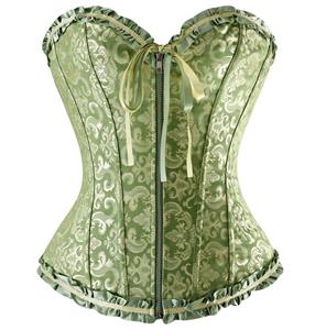 Floral Embroidered Corset, Embroidered Front Zipper Corset, Embroidered Burlesque Corset, #N4804