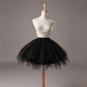black petticoat, black tutu skirt, tulle underskirt, fluffy skirt, layered tulle, puffy petticoat, elastic waist skirt, short tulle skirt, ballet tutu, costume petticoat, party skirt, mini tulle skirt, voile underskirt, dance petticoat, black crinoline skirt #N23954
