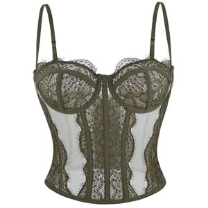 Vintage corset, 3-row hook corset, Adjustable back closure, Steel-boned shapewear, Steampunk costume, Burlesque lingerie, Historical corsetry, Olive green corset, Chartreuse lingerie, Waist training garment #N237803