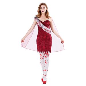 Red Sling Skirt Ghost Costume, Classical Adult Vampire Halloween Costume, Vampire Masquerade Costume, Halloween Adult Cosplay Costume, #N19475
