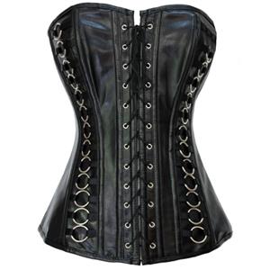 Strapless vegan leather corset, Vegan Leather Ring Sides Corset, Ring Sides Corset, #N5108