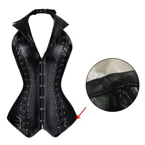 2pcs Vest Leather Corset, Vest Leather Corset Black, Leather Corset Black, Sexy Black Leather Corset, Steampunk Corset, Cheap Leather Corset, Steampunk Corset, #N4392