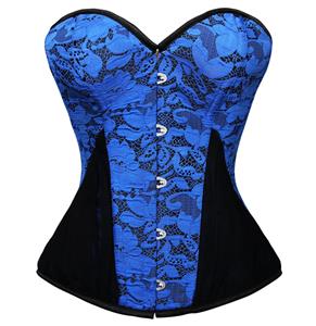 Steel Bones Corset, Blue Multi-tonal Corset, Multi-tonal Steel Bones Corset, #N4393