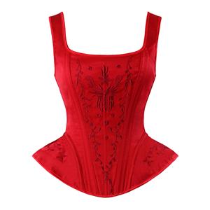 Brocade Embroidery Underbust Corset, Steel Bone Corset, Steel Boned Brocade Corset, Steampunk Overbust Corset, #N14111