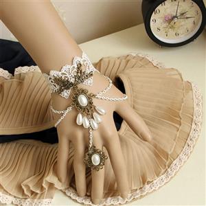 Vintage Bracelet, Gothic Bracelet, Cheap Wristband, Vintage Lace Bracelet, Victorian Bracelet, Retro Wristband, Bracelet with Ring, #J17870