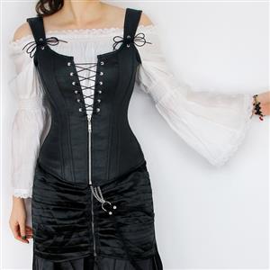 Steampunk Faux Vest Corset with Shirt, Sexy Corset Vest Crop Top Set for Women, Corset for Steampunk Costume, Women