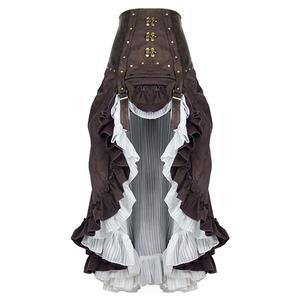 Steampunk Skirt, Gothic Cosplay Skirt, Halloween Costume Skirt, Pirate Cosplay Costume, Elastic Skirt, Short Front Ruffle Skirt, Victorian Gothic High-low Skirt, #N19282
