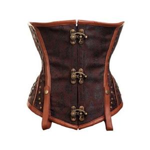 Stylish Victorian Underbust Corset, Unique Steampunk Underbust Corset, Brown Studs Side Underbust Corset, Retro Steampunk Underbust Corset,#N9191