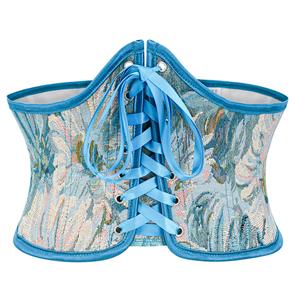 Plastic Boned Underbust Corsets, 12 Plastic Boned Underbust Corset, Blue Waist Training Underbust Corset, Plastic Boned Waist Trainer, Underbust Body Shaper, Zipper Closure Waist Cincher, #N23064