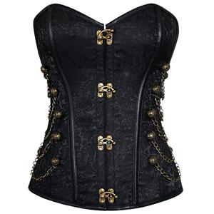 Black Jacquard Weave Corset, Cheap Steel Bone Corset, Women