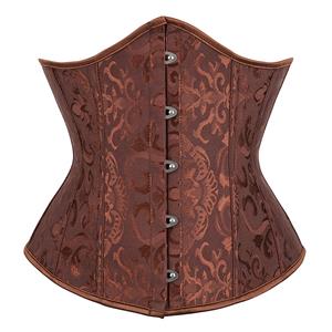 Vintage Gothic Jacquard Underbust Corset, Gothic Jacquard Bustier Corset, Sexy Gothic Brocade Boned Corset, Women