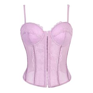 Purple Romantic Corset​​ - Delicate Lace & Mesh Sheer Bustier N23795