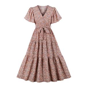 Retro Floral Print Dresses for Women 1960, Vintage 1950