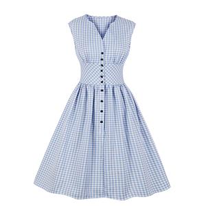 Cute Check Swing Dress, Retro Plaid Dresses for Women 1960, Vintage Dresses 1950