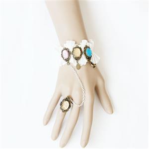 Vintage Bracelet, Gothic Bracelet, Cheap Wristband, Vintage Lace Bracelet, Victorian Bracelet, Retro Wristband, Bracelet with Ring, #J17858