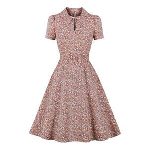 Retro Floral Print Dresses for Women 1960, Vintage 1950