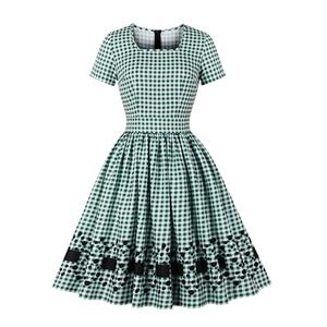 Retro Plaid Dresses for Women 1960, Vintage Cocktail Party Dress, Fashion Casual Office Lady Dress, Retro Party Dresses for Women 1960, Vintage Dresses 1950