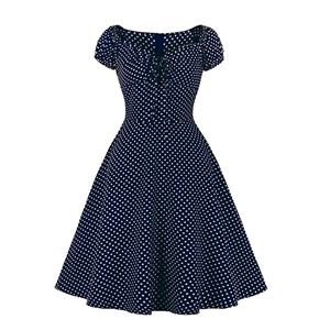 French Maiden Dresses, Polka Dots Summer Swing Dress, Retro Dresses for Women 1960, Vintage Dresses 1950