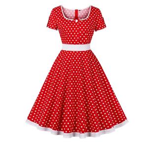 Vintage Lovely Dresses, Print Summer Swing Dress, Retro Dresses for Women 1960, Vintage Dresses 1950
