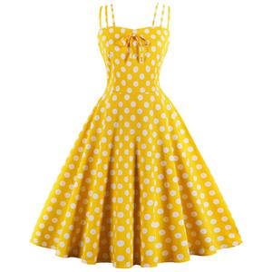 Vintage Dresses for Women, Sexy Dresses for Women Cocktail Party, Casual Vintage Polka Dot Printed Dress, Strappy Swing Daily Dress, Women