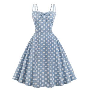 Vintage Dresses for Women, Sexy Dresses for Women Cocktail Party, Casual Vintage Polka Dot Printed Dress, Strappy Swing Daily Dress, Women