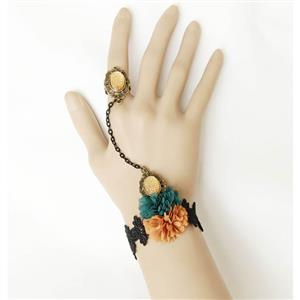 Victorian Vintage Style Bracelet, Vintage Bracelet for Women, Vintage Style Lace Bracelet, Cheap Wristband, Victorian Flower Bracelet, Fashion Flower Bracelet with Ring, #J17815