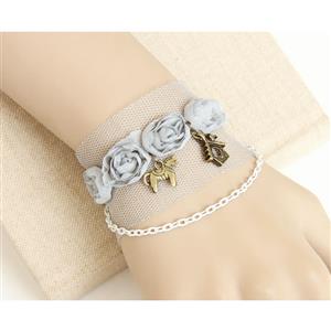 Vintage Bracelet, Gothic Bracelet, Lace Bracelet, Cheap Wristband, Victorian Bracelet, Gothic Bow Bracelet, Vintage Rose Wristband, Bracelet with Ring, #J17773