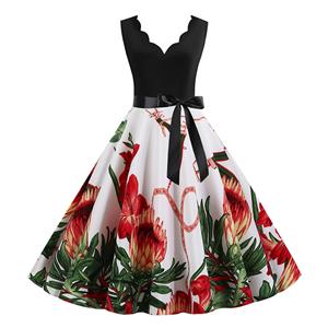 Cute Printed Swing Dress, Retro Printed Dresses for Women 1960, Vintage Dresses 1950