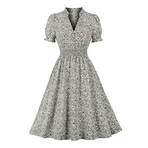 Retro Floral Print Dresses for Women 1960, Vintage 1950