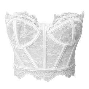 corset, bustier, white lace, back lace - up, boned, sweetheart neckline, scalloped trim, bridal, wedding, party, layering, feminine, vintage, cropped, lingerie - inspired #N23925