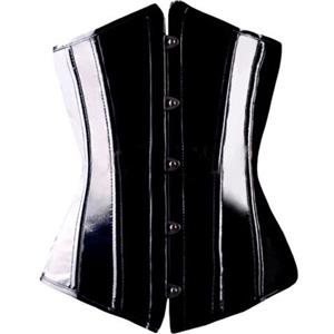 Black Wetlook Underbust Corset, Underbust PVC Leather Corset, Waist Cincher Underbust Corset, #N8610