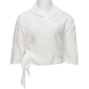 Fashion  Top for Women, Half Sleeve Round Neck Top, White Cotton Blouse, Women