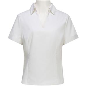  Top for Women, Short Sleeve V- Neck Top, White Cotton Blouse, Women