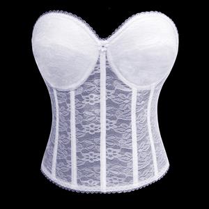 Sexy Bustier Corset for Women, White Lace Bustier, Plus Size Corset Bustier, White Lace Bustier for Women, Bridal Strapless Bustier, Shaping Floral Lace Bustier, #N15762