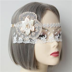 Halloween Masks, Costume Ball Masks, White Lace Mask, Masquerade Party Mask, Bride Wedding Party Masks, #MS12971