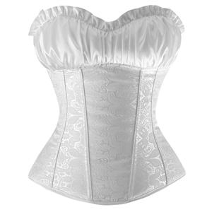 White Paisley Design Corset, Renaissance Corset Top, White Renaissance Overbust Corset, #N6526