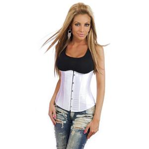 satin underbust corset, White Corset, White Underbust Corset, #N2813