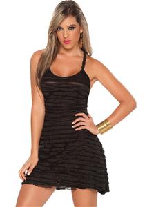 Criss Cross Open Back Dress, Sexy Black Dress, Black Club Dress, #W1262