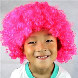 Funny Quirky Wigs, Cheap Curly Wigs, Unisex Hot-Pink Wigs, Wild-curl up Clown Wigs, Wild Curl up Hairpiece, #MS16074