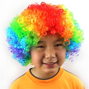 Funny Quirky Wigs, Cheap Curly Wigs, Unisex Multi-color Wigs, Wild-curl up Clown Wigs, Wild Curl up Hairpiece, #MS16078