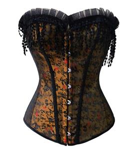 High Quality Brocade Embroidery Overbust Corset, Cheap Women